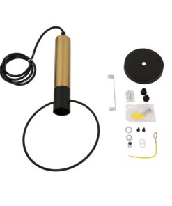 GloboStar® OLVERO 00772 Μοντέρνο Κρεμαστό Φωτιστικό Οροφής Μονόφωτο 1 x E27 Μαύρο – Χρυσό Μεταλλικό Πλέγμα Μ18 x Π4 x Y38cm