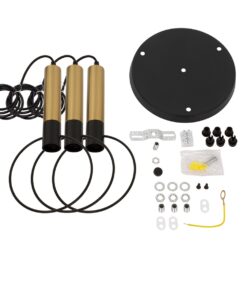 GloboStar® OLVERO 00773 Μοντέρνο Κρεμαστό Φωτιστικό Οροφής Τρίφωτο 3 x E27 Μαύρο – Χρυσό Μεταλλικό Πλέγμα Φ30 x Y130cm