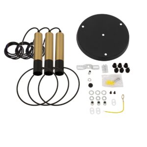 GloboStar® OLVERO 00773 Μοντέρνο Κρεμαστό Φωτιστικό Οροφής Τρίφωτο 3 x E27 Μαύρο – Χρυσό Μεταλλικό Πλέγμα Φ30 x Y130cm