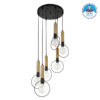 GloboStar® OLVERO 00774 Μοντέρνο Κρεμαστό Φωτιστικό Οροφής Πολύφωτο 6 x E27 Μαύρο – Χρυσό Μεταλλικό Πλέγμα Φ55 x Y130cm