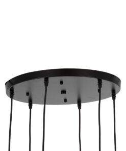 GloboStar® OLVERO 00774 Μοντέρνο Κρεμαστό Φωτιστικό Οροφής Πολύφωτο 6 x E27 Μαύρο – Χρυσό Μεταλλικό Πλέγμα Φ55 x Y130cm