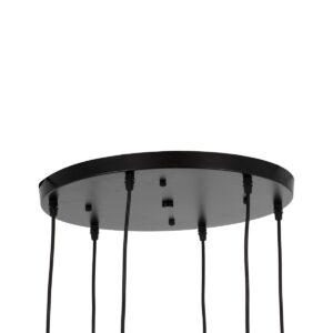 GloboStar® OLVERO 00774 Μοντέρνο Κρεμαστό Φωτιστικό Οροφής Πολύφωτο 6 x E27 Μαύρο – Χρυσό Μεταλλικό Πλέγμα Φ55 x Y130cm