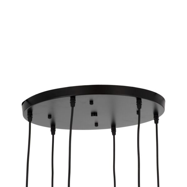 GloboStar® OLVERO 00774 Μοντέρνο Κρεμαστό Φωτιστικό Οροφής Πολύφωτο 6 x E27 Μαύρο – Χρυσό Μεταλλικό Πλέγμα Φ55 x Y130cm