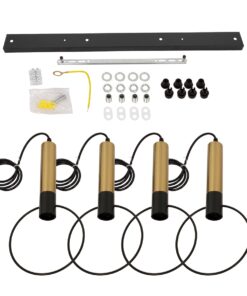 GloboStar® OLVERO 00775 Μοντέρνο Κρεμαστό Φωτιστικό Οροφής Πολύφωτο 4 x E27 Μαύρο – Χρυσό Μεταλλικό Πλέγμα Μ90 x Π18 x Y130cm