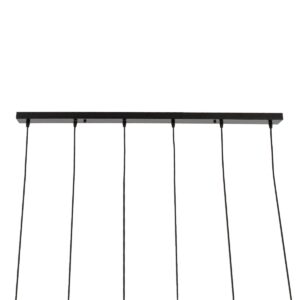 GloboStar® OLVERO 00776 Μοντέρνο Κρεμαστό Φωτιστικό Οροφής Πολύφωτο 6 x E27 Μαύρο – Χρυσό Μεταλλικό Πλέγμα Μ110 x Π18 x Y130cm