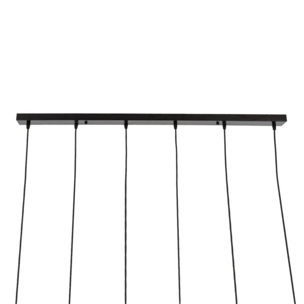 GloboStar® OLVERO 00776 Μοντέρνο Κρεμαστό Φωτιστικό Οροφής Πολύφωτο 6 x E27 Μαύρο – Χρυσό Μεταλλικό Πλέγμα Μ110 x Π18 x Y130cm