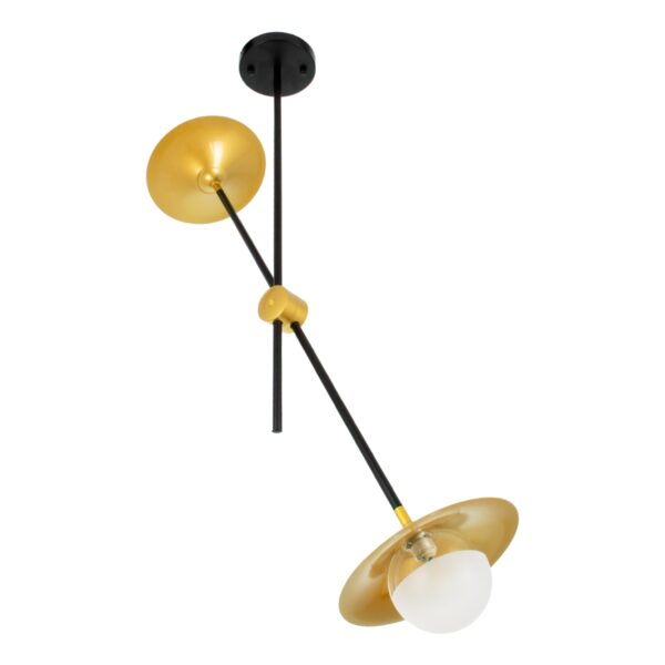 GloboStar® JOLIET 00778 Μοντέρνο Φωτιστικό Οροφής Δίφωτο 2 x G9 AC 230V Μαύρο – Χρυσό Μεταλλικό Πλέγμα Μ93 x Π20 x Υ100cm