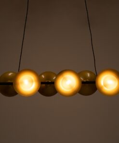 GloboStar® JOLIET 00783 Μοντέρνο Κρεμαστό Φωτιστικό Οροφής Πολύφωτο 6 x G9 AC 230V Μαύρο – Χρυσό Μεταλλικό Πλέγμα Μ95 x Π28 x Υ20cm