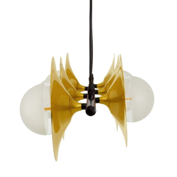 GloboStar® JOLIET 00783 Μοντέρνο Κρεμαστό Φωτιστικό Οροφής Πολύφωτο 6 x G9 AC 230V Μαύρο – Χρυσό Μεταλλικό Πλέγμα Μ95 x Π28 x Υ20cm