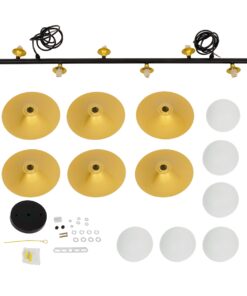 GloboStar® JOLIET 00783 Μοντέρνο Κρεμαστό Φωτιστικό Οροφής Πολύφωτο 6 x G9 AC 230V Μαύρο – Χρυσό Μεταλλικό Πλέγμα Μ95 x Π28 x Υ20cm