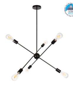GloboStar® ZANE 00784 Μοντέρνο Φωτιστικό Οροφής Πολύφωτο Μαύρο Μεταλλικό Ράγα Φ70 x Y100cm