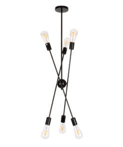 GloboStar® ZANE 00784 Μοντέρνο Φωτιστικό Οροφής Πολύφωτο Μαύρο Μεταλλικό Ράγα Φ70 x Y100cm