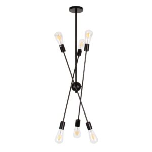 GloboStar® ZANE 00784 Μοντέρνο Φωτιστικό Οροφής Πολύφωτο Μαύρο Μεταλλικό Ράγα Φ70 x Y100cm