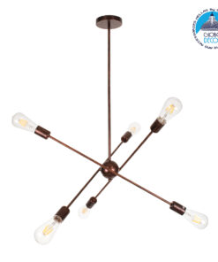 GloboStar® ZANE 00785 Μοντέρνο Φωτιστικό Οροφής Πολύφωτο Χάλκινο Μεταλλικό Ράγα Φ70 x Y100cm