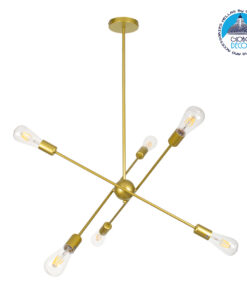 GloboStar® ZANE 00786 Μοντέρνο Φωτιστικό Οροφής Πολύφωτο Χρυσό Μεταλλικό Ράγα Φ70 x Y100cm