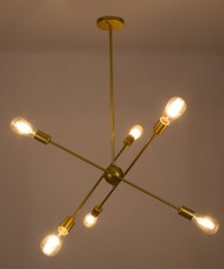 GloboStar® ZANE 00786 Μοντέρνο Φωτιστικό Οροφής Πολύφωτο Χρυσό Μεταλλικό Ράγα Φ70 x Y100cm