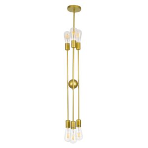 GloboStar® ZANE 00786 Μοντέρνο Φωτιστικό Οροφής Πολύφωτο Χρυσό Μεταλλικό Ράγα Φ70 x Y100cm