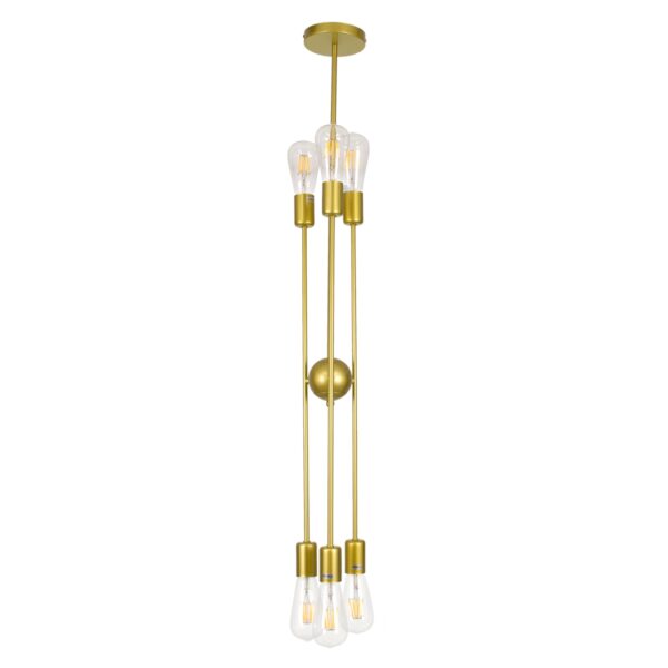 GloboStar® ZANE 00786 Μοντέρνο Φωτιστικό Οροφής Πολύφωτο Χρυσό Μεταλλικό Ράγα Φ70 x Y100cm