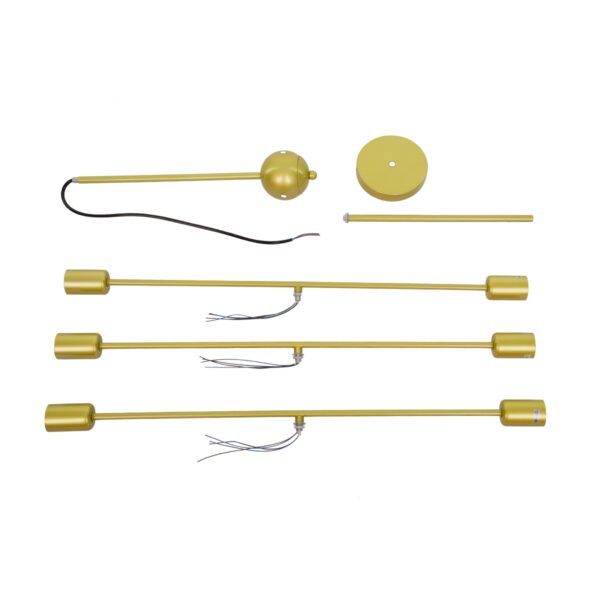 GloboStar® ZANE 00786 Μοντέρνο Φωτιστικό Οροφής Πολύφωτο Χρυσό Μεταλλικό Ράγα Φ70 x Y100cm