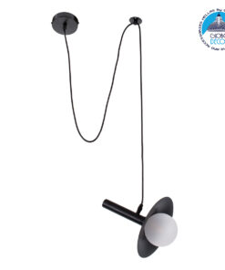 GloboStar® CELEST 00789 Μοντέρνο Μεταλλικό Κρεμαστό Φωτιστικό Οροφής Ανάρτηση Μονόφωτο 1 x G9 Μαύρο με Λευκό Γυαλί Φ20 x Y26.5cm
