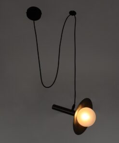 GloboStar® CELEST 00789 Μοντέρνο Μεταλλικό Κρεμαστό Φωτιστικό Οροφής Ανάρτηση Μονόφωτο 1 x G9 Μαύρο με Λευκό Γυαλί Φ20 x Y26.5cm