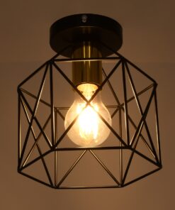 GloboStar® TRON 00792 Μοντέρνο Φωτιστικό Οροφής Μονόφωτο Μαύρο – Χρυσό Μεταλλικό Πλέγμα Φ18 x Y19.5cm