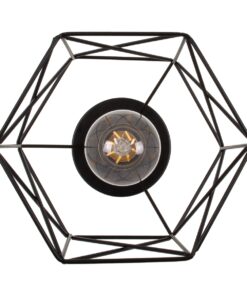 GloboStar® TRON 00792 Μοντέρνο Φωτιστικό Οροφής Μονόφωτο Μαύρο – Χρυσό Μεταλλικό Πλέγμα Φ18 x Y19.5cm