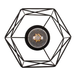 GloboStar® TRON 00792 Μοντέρνο Φωτιστικό Οροφής Μονόφωτο Μαύρο – Χρυσό Μεταλλικό Πλέγμα Φ18 x Y19.5cm