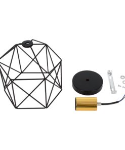 GloboStar® TRON 00792 Μοντέρνο Φωτιστικό Οροφής Μονόφωτο Μαύρο – Χρυσό Μεταλλικό Πλέγμα Φ18 x Y19.5cm