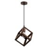 GloboStar® CUBE 00793 Μοντέρνο Κρεμαστό Φωτιστικό Οροφής Μονόφωτο Καφέ Σκουριά Μεταλλικό Πλέγμα Μ25 x Π25 x Υ25cm