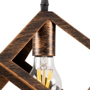 GloboStar® CUBE 00793 Μοντέρνο Κρεμαστό Φωτιστικό Οροφής Μονόφωτο Καφέ Σκουριά Μεταλλικό Πλέγμα Μ25 x Π25 x Υ25cm