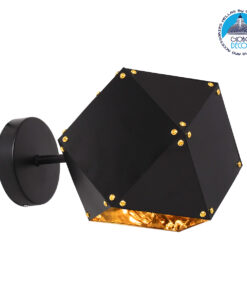 GloboStar® WELLES Replica 00794 Μοντέρνο Φωτιστικό Τοίχου Απλίκα Μονόφωτο Μεταλλικό Μαύρο – Χρυσό Μ17 x Π28 x Υ17cm
