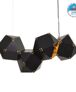 GloboStar® WELLES Replica 00796 Μοντέρνο Κρεμαστό Φωτιστικό Οροφής Πολύφωτο 4 x E14 Μεταλλικό Μαύρο – Χρυσό Μ68 x Π32 x Υ30cm