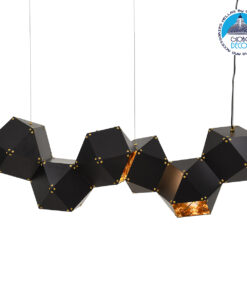 GloboStar® WELLES Replica 00797 Μοντέρνο Κρεμαστό Φωτιστικό Οροφής Πολύφωτο 6 x E14 Μεταλλικό Μαύρο – Χρυσό Μ98 x Π32 x Υ30cm