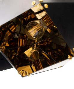 GloboStar® WELLES Replica 00797 Μοντέρνο Κρεμαστό Φωτιστικό Οροφής Πολύφωτο 6 x E14 Μεταλλικό Μαύρο – Χρυσό Μ98 x Π32 x Υ30cm