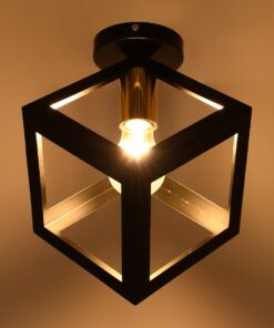 GloboStar® CUBE 00799 Μοντέρνο Φωτιστικό Οροφής Μονόφωτο Μαύρο Μεταλλικό Πλέγμα Φ25 x Y25cm