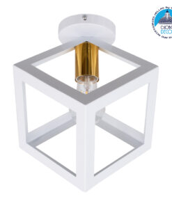 GloboStar® CUBE 00800 Μοντέρνο Φωτιστικό Οροφής Μονόφωτο Λευκό Μεταλλικό Πλέγμα Φ25 x Y25cm