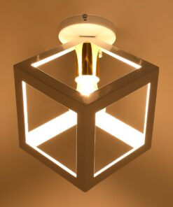 GloboStar® CUBE 00800 Μοντέρνο Φωτιστικό Οροφής Μονόφωτο Λευκό Μεταλλικό Πλέγμα Φ25 x Y25cm