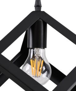 GloboStar® CUBE 00801 Μοντέρνο Κρεμαστό Φωτιστικό Οροφής Μονόφωτο 1 x E27 Μαύρο Μεταλλικό Πλέγμα Μ25 x Π25 x Υ25cm