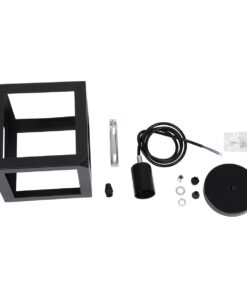 GloboStar® CUBE 00801 Μοντέρνο Κρεμαστό Φωτιστικό Οροφής Μονόφωτο 1 x E27 Μαύρο Μεταλλικό Πλέγμα Μ25 x Π25 x Υ25cm