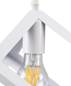 GloboStar® CUBE 00802 Μοντέρνο Κρεμαστό Φωτιστικό Οροφής Μονόφωτο Λευκό Μεταλλικό Πλέγμα Μ25 x Π25 x Υ25cm
