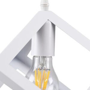 GloboStar® CUBE 00802 Μοντέρνο Κρεμαστό Φωτιστικό Οροφής Μονόφωτο Λευκό Μεταλλικό Πλέγμα Μ25 x Π25 x Υ25cm