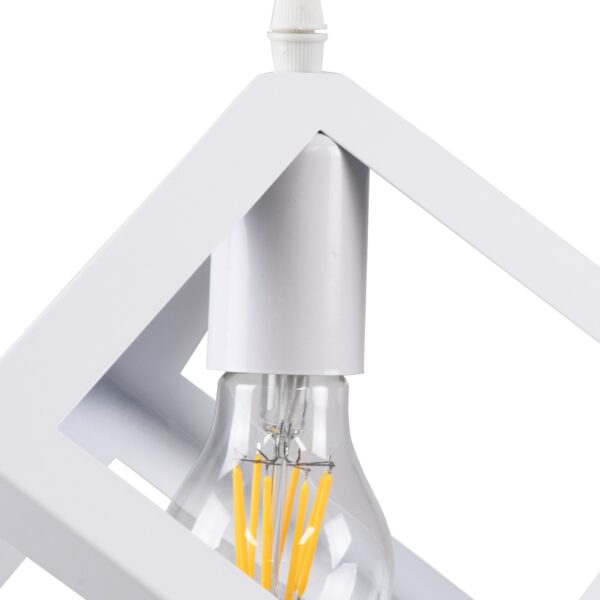 GloboStar® CUBE 00802 Μοντέρνο Κρεμαστό Φωτιστικό Οροφής Μονόφωτο Λευκό Μεταλλικό Πλέγμα Μ25 x Π25 x Υ25cm