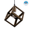 GloboStar® CUBE 00803 Μοντέρνο Κρεμαστό Φωτιστικό Οροφής Μονόφωτο Χρυσό Σκουριά Μεταλλικό Πλέγμα Μ25 x Π25 x Υ25cm