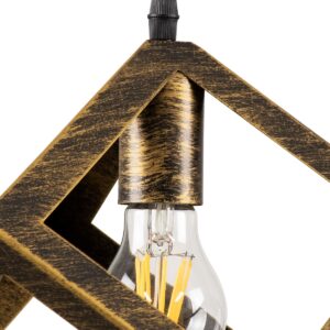 GloboStar® CUBE 00803 Μοντέρνο Κρεμαστό Φωτιστικό Οροφής Μονόφωτο Χρυσό Σκουριά Μεταλλικό Πλέγμα Μ25 x Π25 x Υ25cm