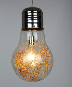 GloboStar® LAMP 00808 Μοντέρνο Κρεμαστό Φωτιστικό Οροφής Μονόφωτο 1 x E27 Ασημί Νίκελ Βάση και Χρυσό Ντουί Μεταλλικό Διάφανο Γυαλί Φ30 x Υ52cm