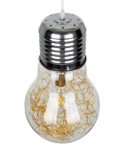 GloboStar® LAMP 00808 Μοντέρνο Κρεμαστό Φωτιστικό Οροφής Μονόφωτο 1 x E27 Ασημί Νίκελ Βάση και Χρυσό Ντουί Μεταλλικό Διάφανο Γυαλί Φ30 x Υ52cm