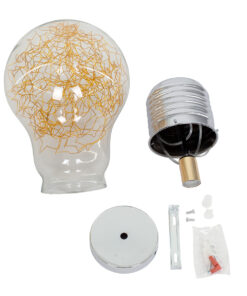 GloboStar® LAMP 00808 Μοντέρνο Κρεμαστό Φωτιστικό Οροφής Μονόφωτο 1 x E27 Ασημί Νίκελ Βάση και Χρυσό Ντουί Μεταλλικό Διάφανο Γυαλί Φ30 x Υ52cm