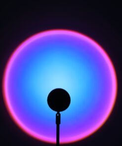 GloboStar® 00812 Μοντέρνο Minimal Επιτραπέζιο Φωτιστικό Μεταλλικό Μονόφωτο LED 12W DC 5V με Projector LENS Ειδικού Εφέ & Καλώδιο Τροφοδοσίας USB Rotation Head 180° RAINBOW BLUE