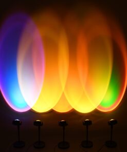 GloboStar® 00816 Μοντέρνο Minimal Επιτραπέζιο Φωτιστικό Μεταλλικό Μονόφωτο LED 12W DC 5V με Projector LENS Ειδικού Εφέ & Καλώδιο Τροφοδοσίας USB Rotation Head 180° RAINBOW GREEN